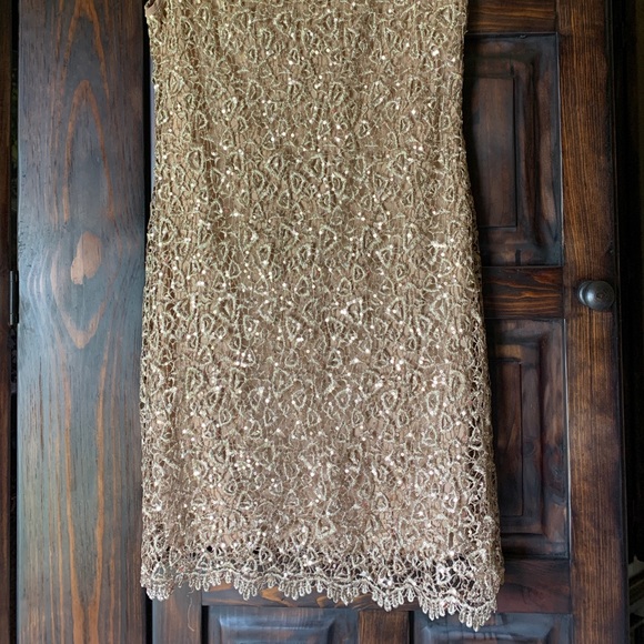 Gold Sleeveless Sequin Cocktail Dress Large NWOT - Picture 2 of 3